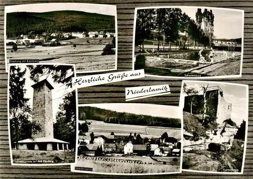 AK / Ansichtskarte  Niederlamitz Siedlung Kornberg Schwimmbad Schoenbergwarte Niederlamitz Epprechtsstein