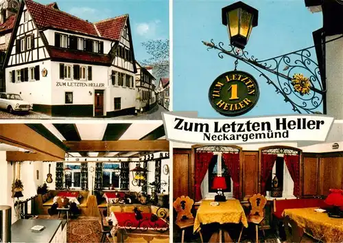 AK / Ansichtskarte 73911624 Neckargemuend Weinstube Restaurant Zum letzten Heller Gastraeume Wirtshausschild