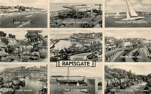 AK / Ansichtskarte 73911642 Ramsgate_UK East Beach Pavilion and Pier Yachts off Ramsgate Madeira Waterfall The Harbour From Zion Hill The Inner Basin The Viking Ship Westcliff Chine