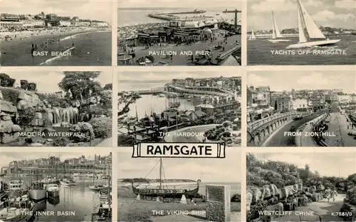 AK / Ansichtskarte  Ramsgate_UK East Beach Pavilion and Pier Yachts off Ramsgate Madeira Waterfall The Harbour From Zion Hill The Inner Basin The Viking Ship Westcliff Chine