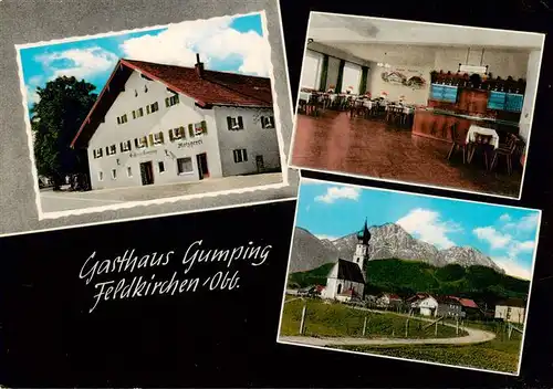 AK / Ansichtskarte  Feldkirchen_Oberbayern Gasthaus Gumping Gastraum Kirche