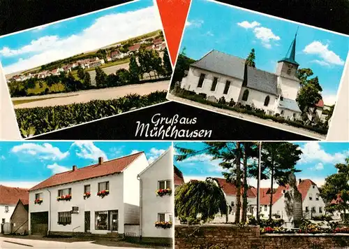 AK / Ansichtskarte 73911758 Muehlhausen_Schweinfurt Panorama Kirche Gasthaus Ortspartie