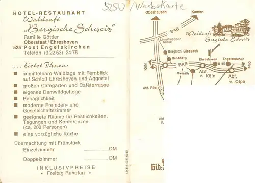 AK / Ansichtskarte  Engelskirchen Hotel Restaurant Waldcafe Bergische Schweiz Gastraeume Park