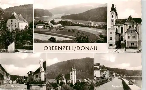 AK / Ansichtskarte 73911844 Obernzell_Donau Schloss Panorama Pfarrkirche Marktplatz Donauufer