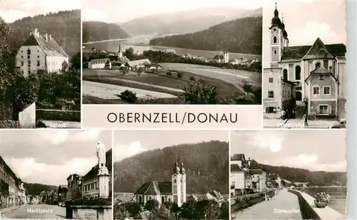 AK / Ansichtskarte  Obernzell_Donau Schloss Panorama Pfarrkirche Marktplatz Donauufer