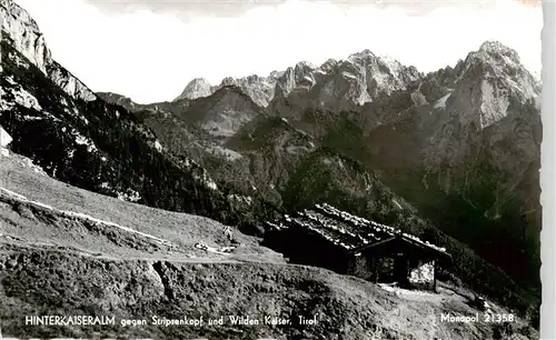 AK / Ansichtskarte  Hinterkaiseralm_Ellmau_Elmau_Tirol_AT Alpengasthof Pfandlhof mit Stripsenkopf und Wilden Kaiser