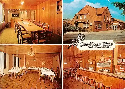 AK / Ansichtskarte 73911894 Scharnebeck_Lueneburg Gasthaus Rose Gastraum Bar Kegelbahn