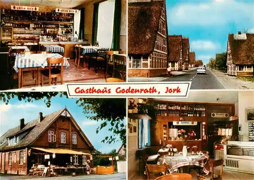 AK / Ansichtskarte 73911896 Jork Gasthaus Zur froehlichen Einkehr Gastraeume Theke Strassenpartie