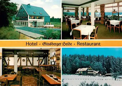 AK / Ansichtskarte 73911916 Hilchenbach Hotel Ginsberger Heide Restaurant Gastraeume Winteridyll