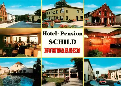AK / Ansichtskarte 73911935 Ruhwarden Hotel Pension Schild Gastraum Rezeption Teilansichten