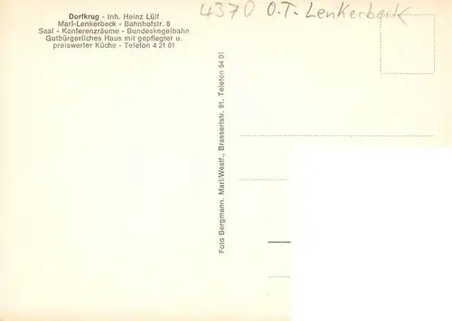 AK / Ansichtskarte  Marl__Westfalen OT Lenkerbeck Dorfkrug Gastraeume Theke
