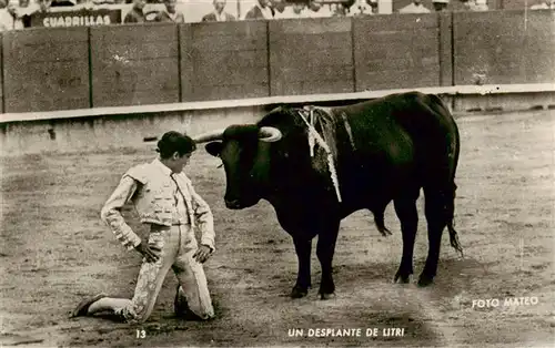 AK / Ansichtskarte  Stierkampf_Corrida_de_Toros_Bullfight Foto Mateo un Desplante de Litri