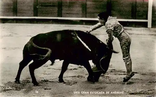 AK / Ansichtskarte  Stierkampf_Corrida_de_Toros_Bullfight Foto Meteo Una Gran Estocada de Andaluz
