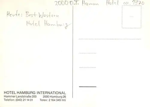 AK / Ansichtskarte 73912094 Hamburg Hotel Hamburg International