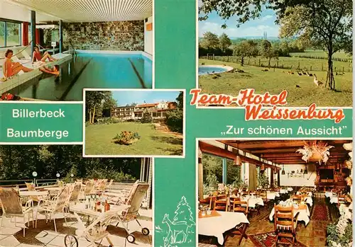 AK / Ansichtskarte 73912118 Billerbeck_Westfalen Team Hotel Weissenburg Hallenbad Pool Terrasse Gastraum