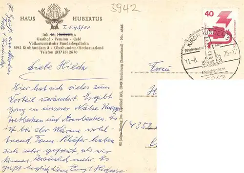 AK / Ansichtskarte  Oberhundem Gasthof Pension Haus Hubertus Gastraeume Liegewiese