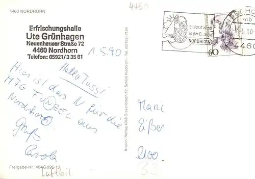 AK / Ansichtskarte  Nordhorn Erfrischungshalle Ute Gruenhagen Fliegeraufnahme