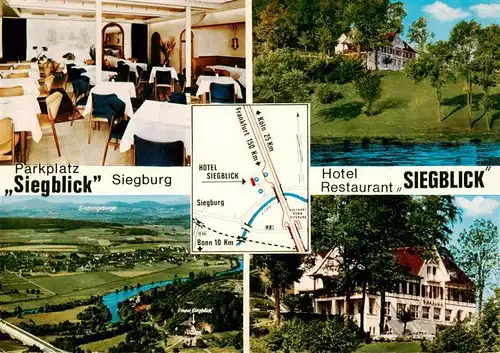 AK / Ansichtskarte  Siegburg Hotel Restaurant Siegblick Gastraum Fliegeraufnahme