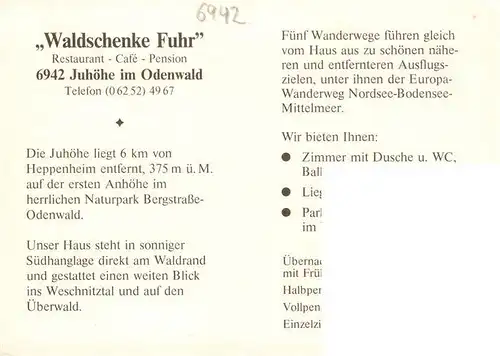 AK / Ansichtskarte  Juhoehe Waldschenke Fuhr Restaurant Café Pension