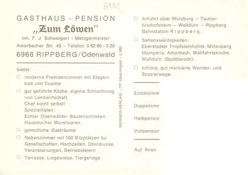 AK / Ansichtskarte  Rippberg Gasthof Pension Loewen Gastraum Fremdenzimmer