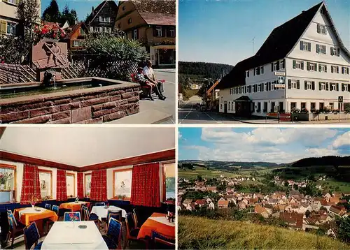 AK / Ansichtskarte  Glatten_Freudenstadt Gasthof Pension Schwanen Gastraum Brunnen Ortspanorama