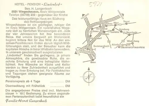 AK / Ansichtskarte  Wingeshausen Hotel Pension Lindenhof Gastraeume Theke