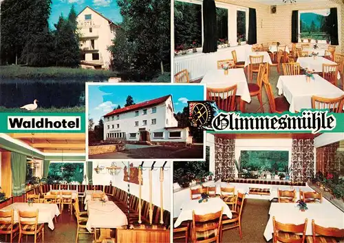 AK / Ansichtskarte  Bad_Hersfeld Waldhotel Glimmesmuehle Gastraeume Schwanenteich