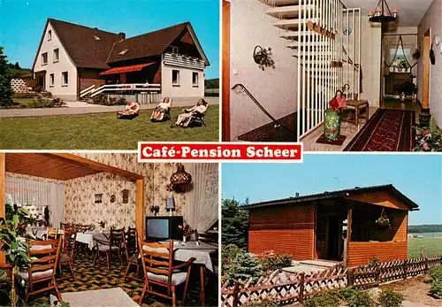 AK / Ansichtskarte 73912251 Bad_Rothenfelde Cafe Pension Scheer Gastraum Liegewiese Flur