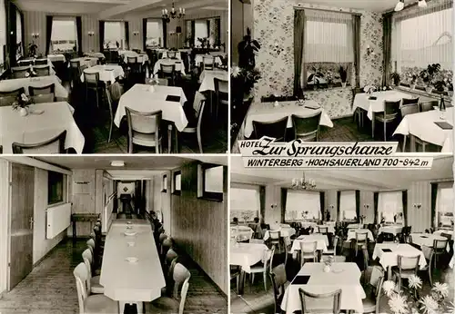 AK / Ansichtskarte  Winterberg_Hochsauerland Hotel Zur Sprungschanze Gastraeume Kegelbahn