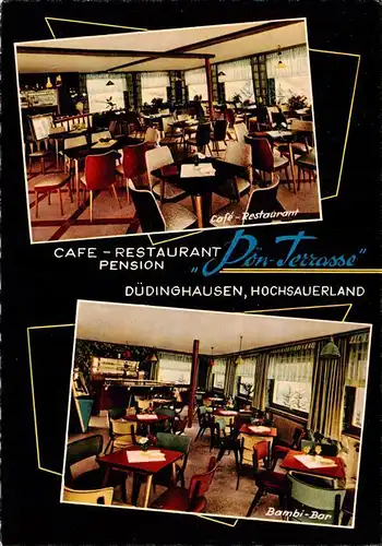 AK / Ansichtskarte 73912277 Duedinghausen_Medebach Cafe Restaurant Pon Terrasse Bambi Bar