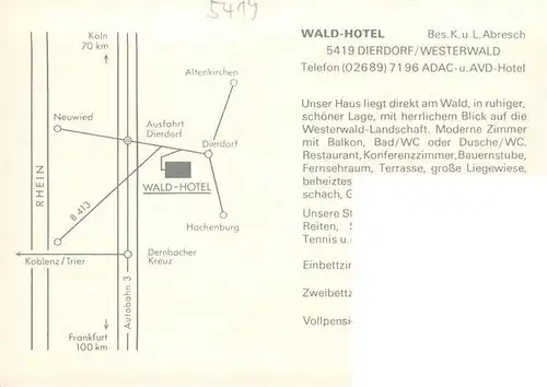 AK / Ansichtskarte 73912391 Dierdorf Waldhotel Restaurant Gastraeume