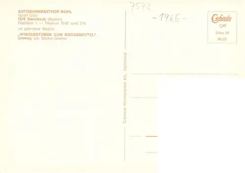 AK / Ansichtskarte  Steinbach_Baden-Baden Autobahnrasthof Buehl Gastraeume