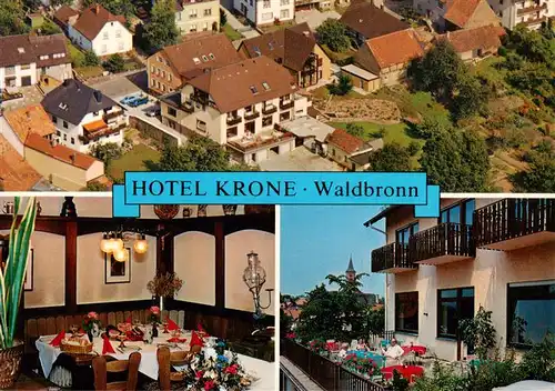 AK / Ansichtskarte  Waldbronn_Albtal Hotel Restaurant Krone Gastraum Terrasse Fliegeraufnahme