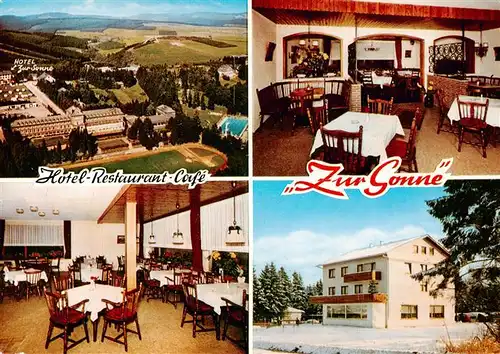 AK / Ansichtskarte 73912432 Winterberg_Hochsauerland Hotel zur Sonne Cafe Restaurant Fliegeraufnahme Gastraeume