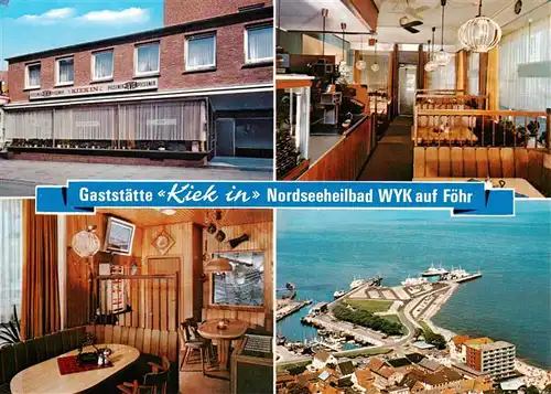 AK / Ansichtskarte 73912453 Wyk__Foehr Gaststaette Kiek  Gastraeume Fliegeraufnahme