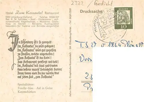 AK / Ansichtskarte  Luetjenburg_Holstein Hotel Zum Kossautal Restaurant Gastraeume