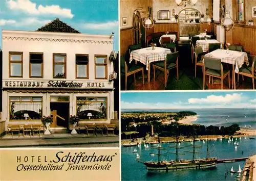 AK / Ansichtskarte 73912467 Travemuende_Ostseebad Restaurant Schifferhaus Hotel Gaststube Viermaster Segelschiff