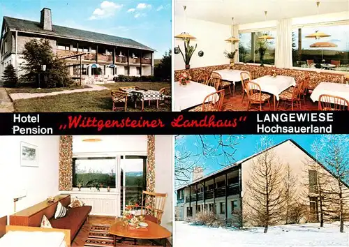 AK / Ansichtskarte 73912487 Langewiese_Winterberg Hotel Pension Wittgensteiner Landhaus Gastraum Zimmer