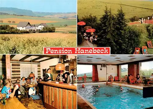 AK / Ansichtskarte  Wethen Pension Hanebeck Gastraum Bar Hallenbad Panorama