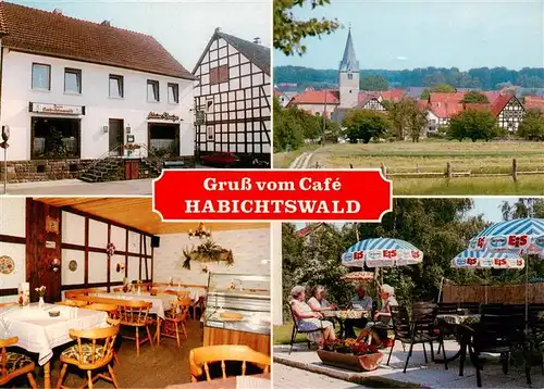 AK / Ansichtskarte  Breuna Gaststaette Cafe Habichtswald Gastraum Terrasse Panorama