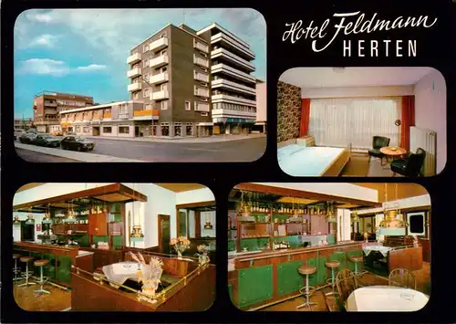 AK / Ansichtskarte  Herten__Westfalen Hotel Feldmann Gastraeume Bar Zimmer