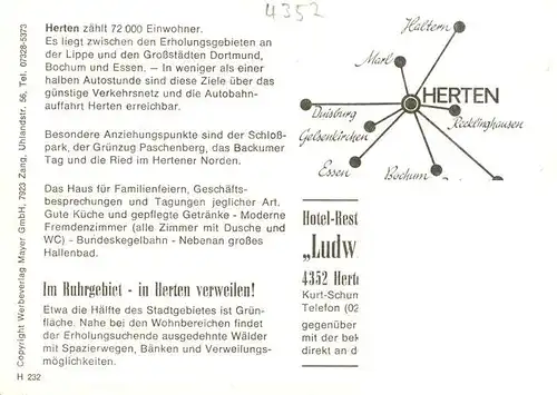 AK / Ansichtskarte  Herten__Westfalen Hotel Feldmann Gastraeume Bar Zimmer