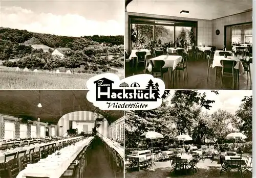 AK / Ansichtskarte 73912525 Niederstueter_Sprockhoevel Ausflugsgaststaette Zum Hackstueck Gastraeume Gartenterrasse