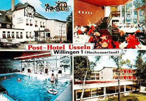 AK / Ansichtskarte  Willingen_Sauerland Post Hotel Usseln Gastraum Hallenbad