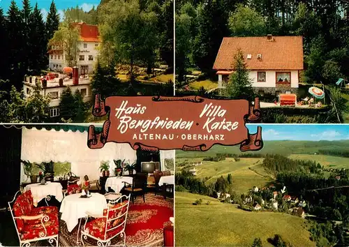 AK / Ansichtskarte 73912543 Altenau_Harz Haus Bergfrieden Villa Katze Gastraum Panorama