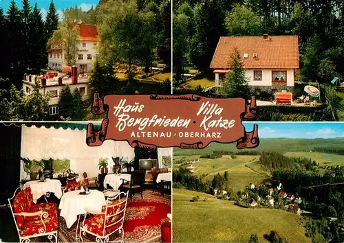 AK / Ansichtskarte  Altenau_Harz Haus Bergfrieden Villa Katze Gastraum Panorama