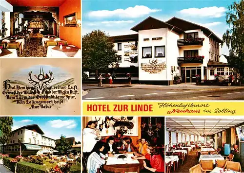 AK / Ansichtskarte 73912549 Neuhaus_Solling Hotel zur Linde Gastraeume Gartenterrasse