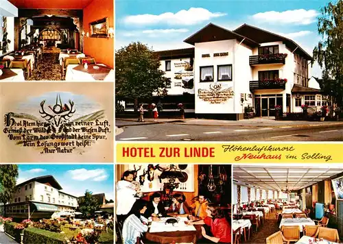 AK / Ansichtskarte  Neuhaus_Solling Hotel zur Linde Gastraeume Gartenterrasse