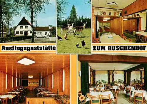 AK / Ansichtskarte  Waltrop Gasthof Zum Ruschenhof Gastraeume Kegelbahn Tiergehege