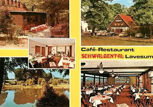AK / Ansichtskarte 73912620 Lavesum Cafe Restaurant Schwalbental Gastraeume Badesee